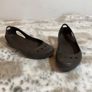 Brown flats CROCS size 7